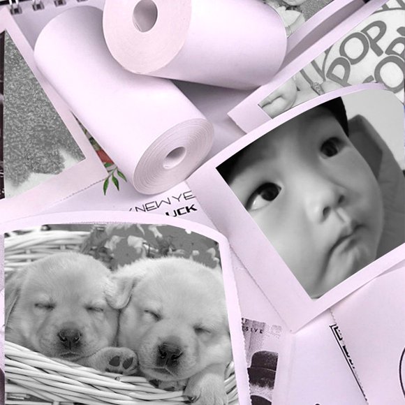 Baohd HD Printing Thermal Photo Printer Kids For 3 Rolls Print Papers White Premium