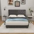 thumbnail image 2 of Costway Full Size Upholstered Platform Bed Tufted Headboard Mattress Foundation Grey, 2 of 10