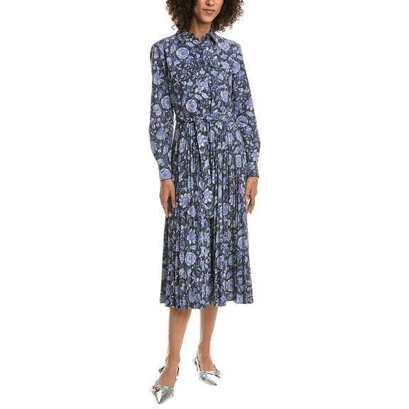 Derek Lam 10 Crosby womens  Kenza Pleated Midi Dress, 6, Navy