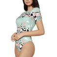thumbnail image 2 of Yiaed Cute Panda Print Women's Waist-Cinching Short-Sleeved Onesie,Elastic Onesiet,Snaps At Bottom,Easy To Put On And Take Off for Wome Bodysuit -X-Large, 2 of 8