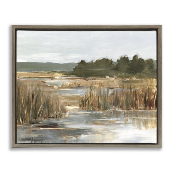 Stupell Industries Rustic Lodge Murky Stream Landscape Brown Floating Frame Canvas Art, 31 x 25, by Ethan Harper