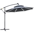thumbnail image 1 of Outsunny 10FT Solar Powered Patio Umbrella with Crank and Base, Grey, 1 of 10