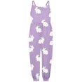 thumbnail image 4 of Ruyang Toddler Girls Bunny Printed Overall Jumpsuit My First Easter Outfit Baby Sleeveless Spaghetti Strap Romper Summer Clothes, 4 of 5