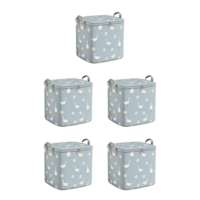 Youkk Blue Portable And Reinforced Storage Bins With Lids For Easy Carrying Can Be Folded For Storage Blue 50*56*50 5Set