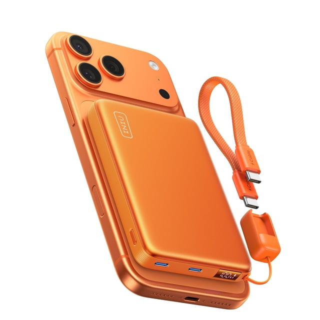 Power Bank INIU Slim 10000mAh Qi2 25W inalámbrico naranja