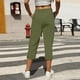 thumbnail image 5 of TaTaai Women's High Waist Linen Pants Elastic Drawstring Waistband with Decorative Ruffles Loose Straight Leg Cropped Length Casual Trousers Featuring Side Pockets Gift, 5 of 7