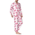 thumbnail image 2 of Salouo pink polka dot bows Print Button-Front Long Sleeve Pajama Set for Men, Soft 2Pjs Men's Long Sleeve Sleepwear-Medium, 2 of 7
