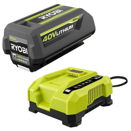 RYOBI 40V Lithium-Ion 4.0 Ah Battery and Rapid Charger