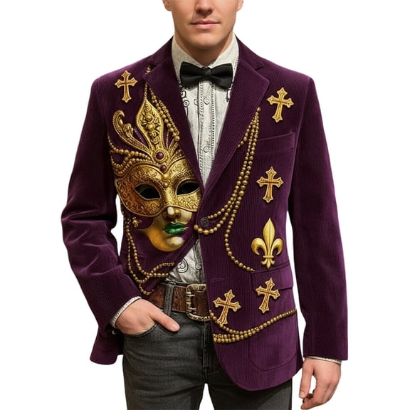 Mardi Gras blazer for men Corduroy Jacket Carnival Velvet For Formal Events And Business Casual Wear With Modern Tailored Fit And Stylish Design