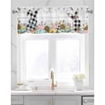 thumbnail image 2 of Black Plaid Rabbit Linen Curtain Valance for Bedroom/Bathroom/Kitchen/Office/Living/Dining Room Windows,Easter Egg Flower Plant Wood Grain Rod Pocket Topper Drapes Decorative Cafe Drapery Panel 60x18, 2 of 6