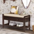 thumbnail image 2 of Shoe Rack Storage Bench With Cushioned Seat & 2 Sliding Drawers, Multipurpose Entryway Hallway Bench (Espresso), 2 of 8