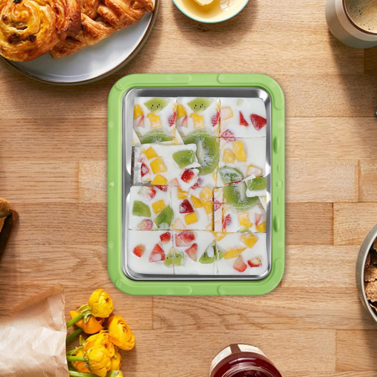 TISHITA Ice Cream Maker Ice Cream Pan Easy to Clean Household Fun Parent Child Activities Portable Versatile Frozen Yogurt Rolls Tray Green No Lid