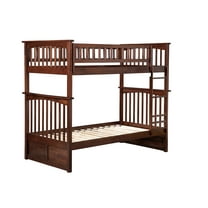 AFI Columbia Twin over Twin Bunk Bed with USB Charger, Walnut