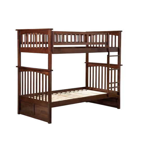AFI Columbia Twin over Twin Bunk Bed with USB Charger, Walnut