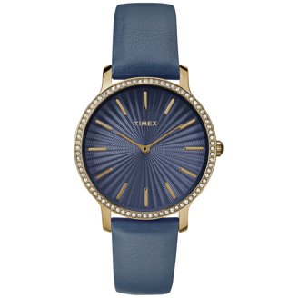 Timex Quartz City Collection Women\'s Blue Leather Watch Crystal TW2R93100 38mm Timex Women main image 2