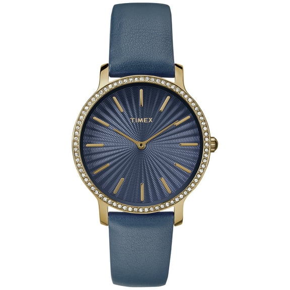 Women's Metropolitan Starlight 34mm Navy/Gold-Tone Watch, Leather Strap