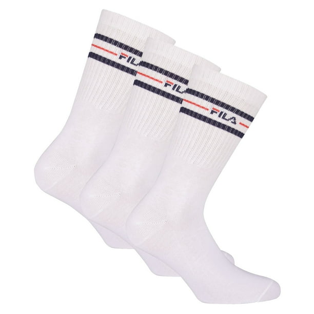 FILA Unisex Calcetines 3 pares - Calle, Deporte, Estilo de vida, Juego de calcetines, Rayas, 35-46 Weiß 39-42 (6-8 UK)