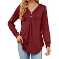 thumbnail image 5 of Hanerdun Women Hooded Blouses Female Button-Front Long Sleeve Top Red XL, 5 of 5