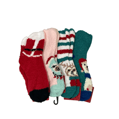 

Happy Holiday Mix 4 Pairs Crew Cozy Socks Ladies 9-11