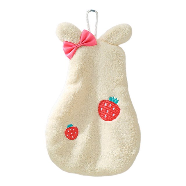CSChome Hand Towel Super Absorbent Hand Towel Cartoon Shape Quick Dry Soft Coral Fleece with Lanyard