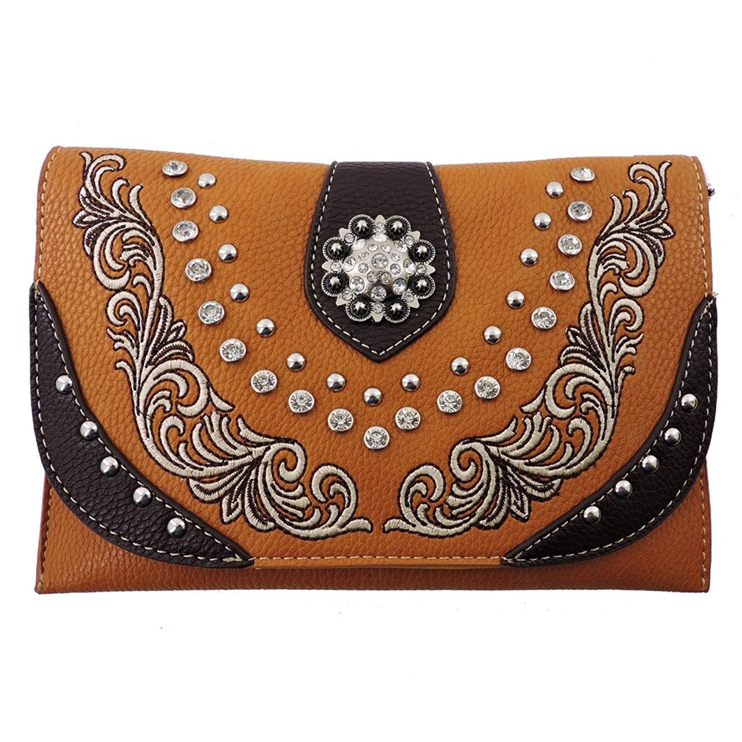 American Bling Clutch Crossbody Shoulder Handbag Built in Wallet