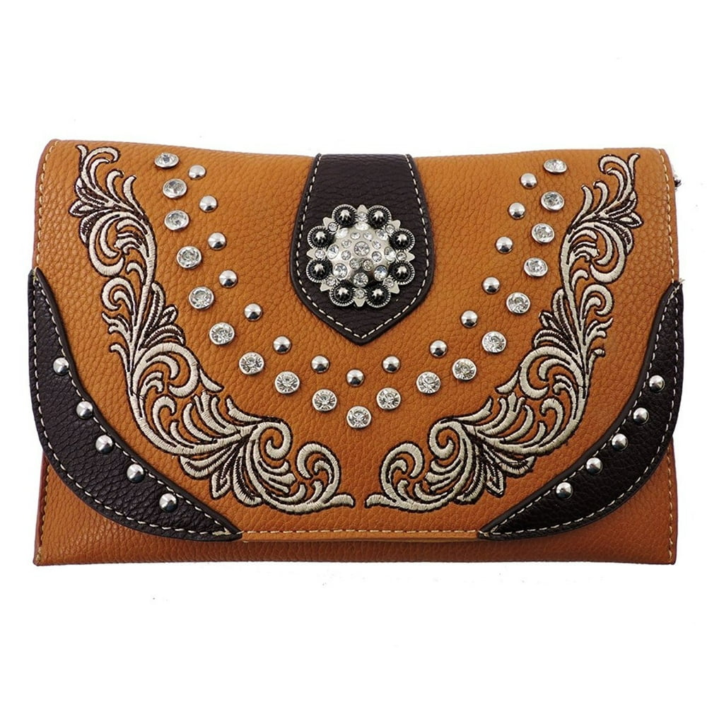 American Bling Clutch Crossbody Shoulder Handbag Built in Wallet