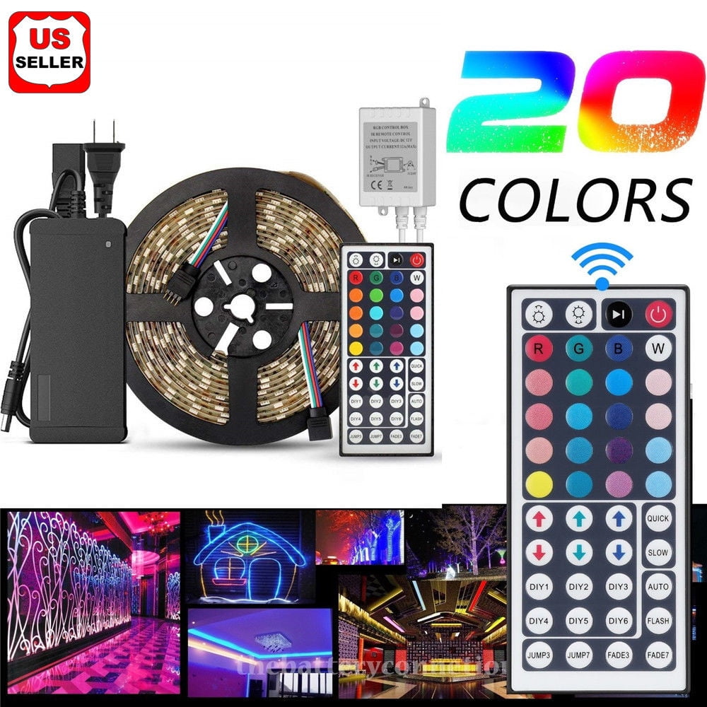 5-20M RGB Waterproof LED Strip Light 5050/3528 SMD IR Remote US Power Full Kit 
