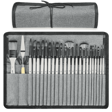 Acrylic Paint Brushes Set, 24Pcs Round Pointed Tip Artist Paintbrushes for Acrylic Oil Watercolor Canvases Rock Body Face Nail Miniature Detailing Drawing Art Supplies