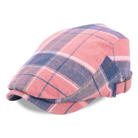 British Style Checkered Beret Cotton Hat Neutral Design For Prom Casual