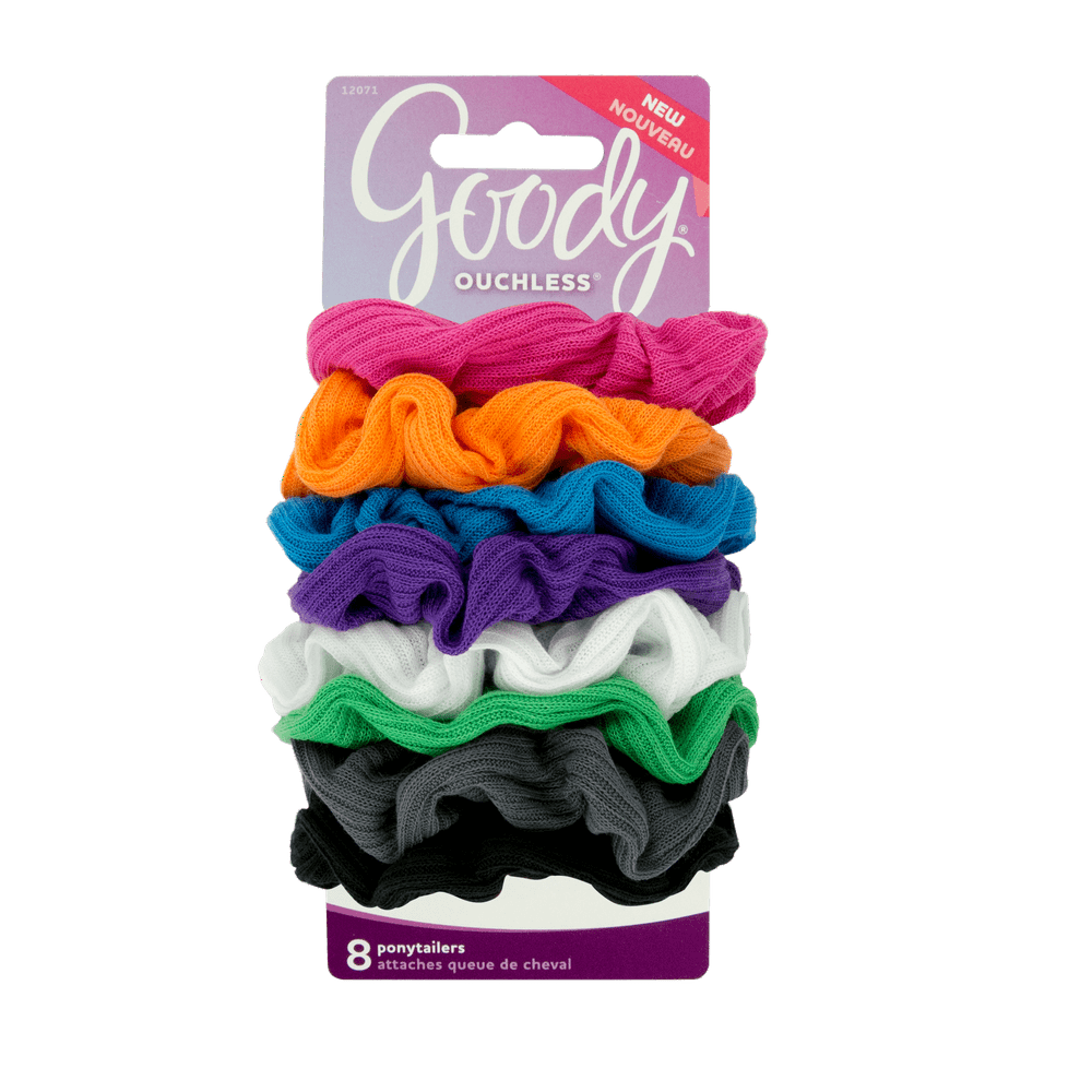Goody Goody Ouchless Ribbed Hair Scrunchies, Bright Stripe Weave