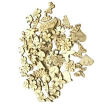 Oraceous 200pcs Crown Flower Shape Wooden Slices Heart Wooden Pieces Ornament Wood Cutouts Decoration DIY Material Wooden Chip(Assorted)