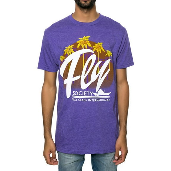 Fly Society Mens The Moonrise Graphic T-Shirt, Purple, Small