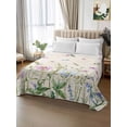 thumbnail image 3 of Queen Size Flat Sheet Only, Vintage Flower Soft Brushed Microfiber Bed Sheets, Botanical Wildflower Plant Country Daisy Hotel Quality Breathable Bedding Top Sheet, Easy Care, 90"x102", 3 of 9