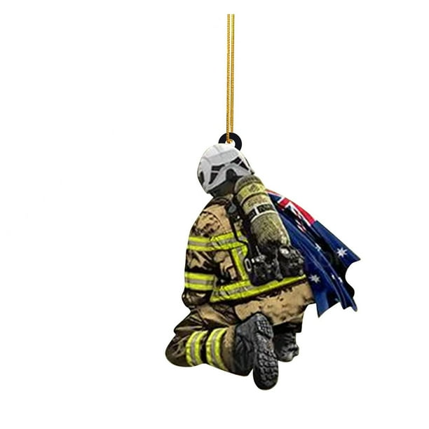 Adornos navideños con colgante acrílico de doble cara para bomberos navideños