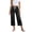 Black, variant on Capri Jeans for Women Straight Loose Leg Cropped Drawstring Waist Bell Bottom Dressy Cropped Denim Pants