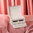 thumbnail image 7 of REGALWOVEN 3 Layer Accessory Box, PU Leather Accessory Organizer Case Storage Display Holder with Drawer White, 7 of 7