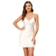 thumbnail image 1 of Mini vestido de pijama con camisón de encaje con escote en V sexy de satén para Mujer blanco S, 1 of 6