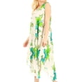 thumbnail image 3 of Sakkas Aba Women's Casual Summer Floral Print Sleeveless Loose Dress Cover-up - W-Green - One Size, 3 of 5
