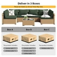 thumbnail image 6 of UPHA 7 Pieces Outdoor furniture Sets Patio Sectional Couch Wicker Conversation Sofa for Pools Outside, Gardens, Decks, Yellow Rattan, Pine Green Cushion, 6 of 10