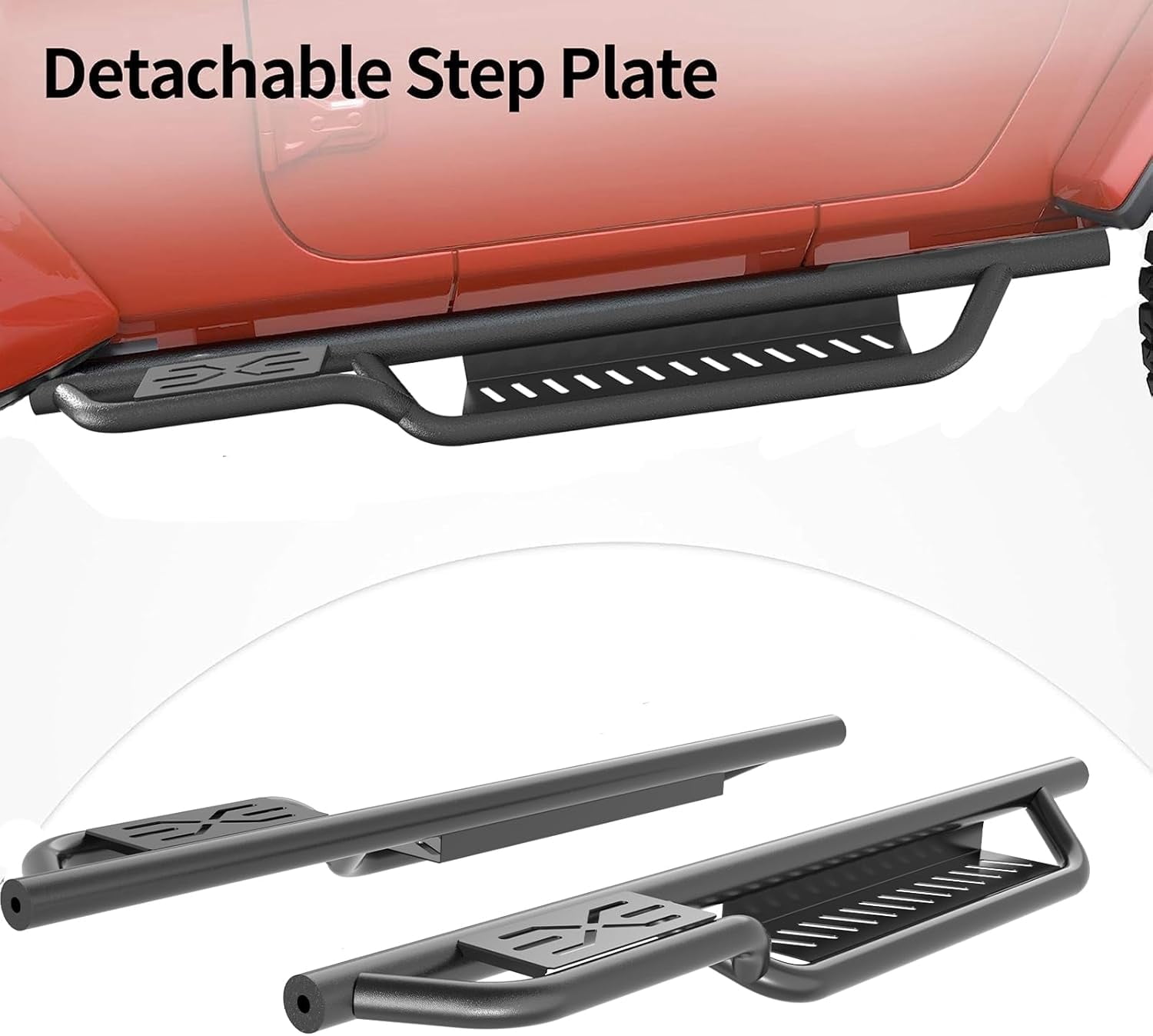 COZONY Running Boards for 2007-2018 Jeep Wrangler JK 2 Door, Bolt-on Side Steps, Black Powder Coated 6 inch Nerf Bar, 650lbs Max Load