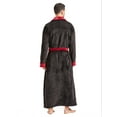 thumbnail image 4 of FashGudim Mens Robes Big and Tall Full Length Shawl Collar Long Plush Robe (Black/Burgundy,5XL), 4 of 6