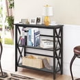 thumbnail image 2 of Giantex 3-Tier Bookcase & Bookshelf, Stable Open Storage Shelf w/Solid Wood Frames & X-Design for Home Office, Black, 2 of 8