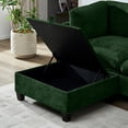thumbnail image 3 of 96.5" Sectional Couch for Living Room, Upholstered Soft Chenille Fabric Sofa, 3-Seater with One Ottoman L Shape Sofa (Green), 3 of 11