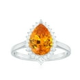 thumbnail image 4 of Rosec Jewels Pear Shaped Lab Grown Orange Sapphire Cocktail Ring with Diamond Halo - AAAA Grade, 18K White Gold, US 10.00, 4 of 9