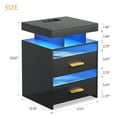 thumbnail image 3 of Modern RGB Smart Nightstand with Wireless Charging Station, USB Port - LED Nightstand Table for Bedroom Furniture - 2 Drawers & Open Storage Shelf - Home Office End Side Cabinet, Black, 3 of 8