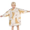 thumbnail image 3 of Golden Retriever with Bones and Paws Blanket Hoodies for Kids 6-13YR Oversize Wearable Blanket Hoodies for Boys Girls Teens, 3 of 7