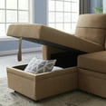 thumbnail image 4 of Sectional Sofa Bed Fabric Padded Pull-out Chaise Storage Sofa Home Furniture with Corner Broaching Bed and Cup Holder Brown, 4 of 5