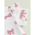 thumbnail image 6 of aturustex Little Girl 2pcs Casual Shorts Outfits 6M 12M 18M 2T 3T 4T Toddler Baby Bow Print Waffled Shorts Set Infant Short Sleeve T-Shirt Round Neck mmer Clothes Beachwear for Holiday Party, 6 of 6