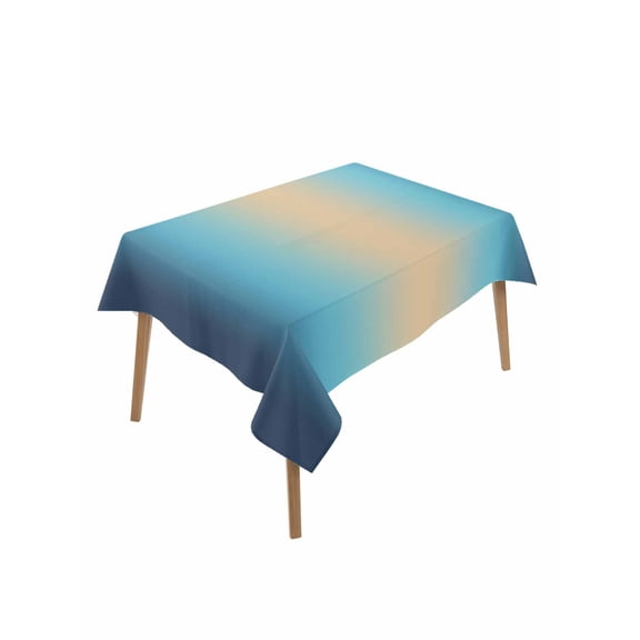 Blue Teal Ombre Rectangle Tablecloth, Modern Yellow Gradient Farmhouse Art Waterproof & StainResistant Tablecloth, Washable Oil-proof Table Cover for Dining/Party/Wedding/Camping/Buffet 52x70 In