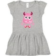 thumbnail image 3 of Inktastic Cute Monster, Smiling Monster, Pink Monster, Horns Girls Toddler Dress, 3 of 5
